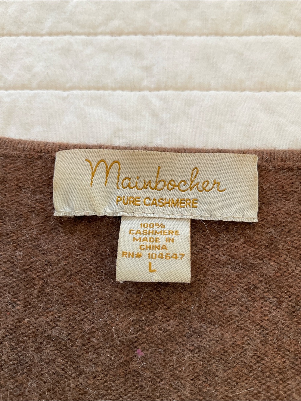 100% Cashmere MAINBOCHER V-Neck Sweater Size L Brown - Picture 2 of 7
